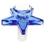 Cobalt blue star-shaped glass bong bowl with 14.5 mm male ground joint and clear cup; chunky star tips offer secure, cool lifts.