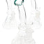 Clear 7½-inch stemless beaker bong group with black, green, and blue rim accents and curved
