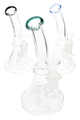 7" Clear Glass on Glass Stemless Beaker Water Pipe with Matrix Stem - WP3159