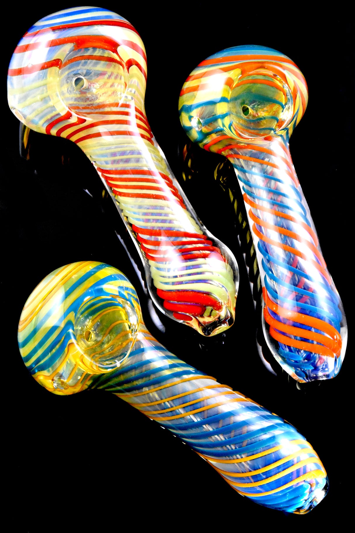 4" Color Changing Multicolor Swirl Striped Glass Pipe - P2522