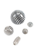Black-and-white swirl quartz banger bead kit featuring large top marble, valve marble, two pearls, and cylindrical pillar arranged neatly on studio white.