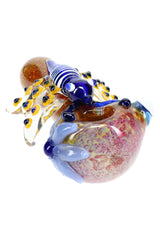 5" Thick Silver Fumed Frit Butterfly Glass Pipe - P3181