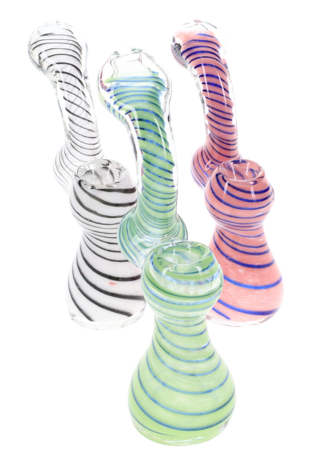 5" Frit Spiral Stripe Sherlock Glass Bubbler - B1087