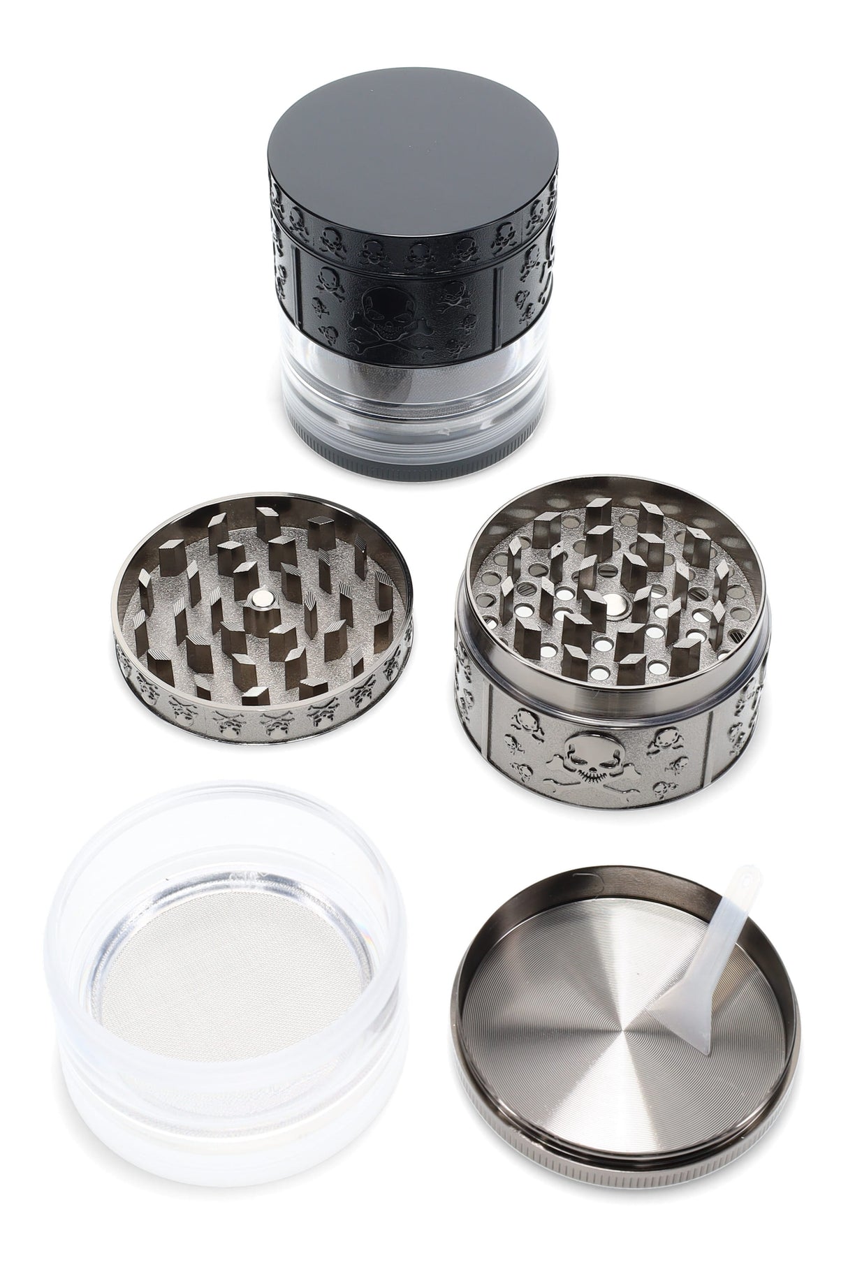 52mm 4 Part Windowed Zinc Alloy Skull Grinder - G0482