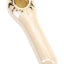 Pearly white 4-inch ceramic spoon pipe with iridescent glaze, gold sun design, and brass screen bowl.
