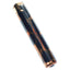 Black ceramic one-hitter bat with copper-gold marbling and glossy glaze, slim chillum tube.