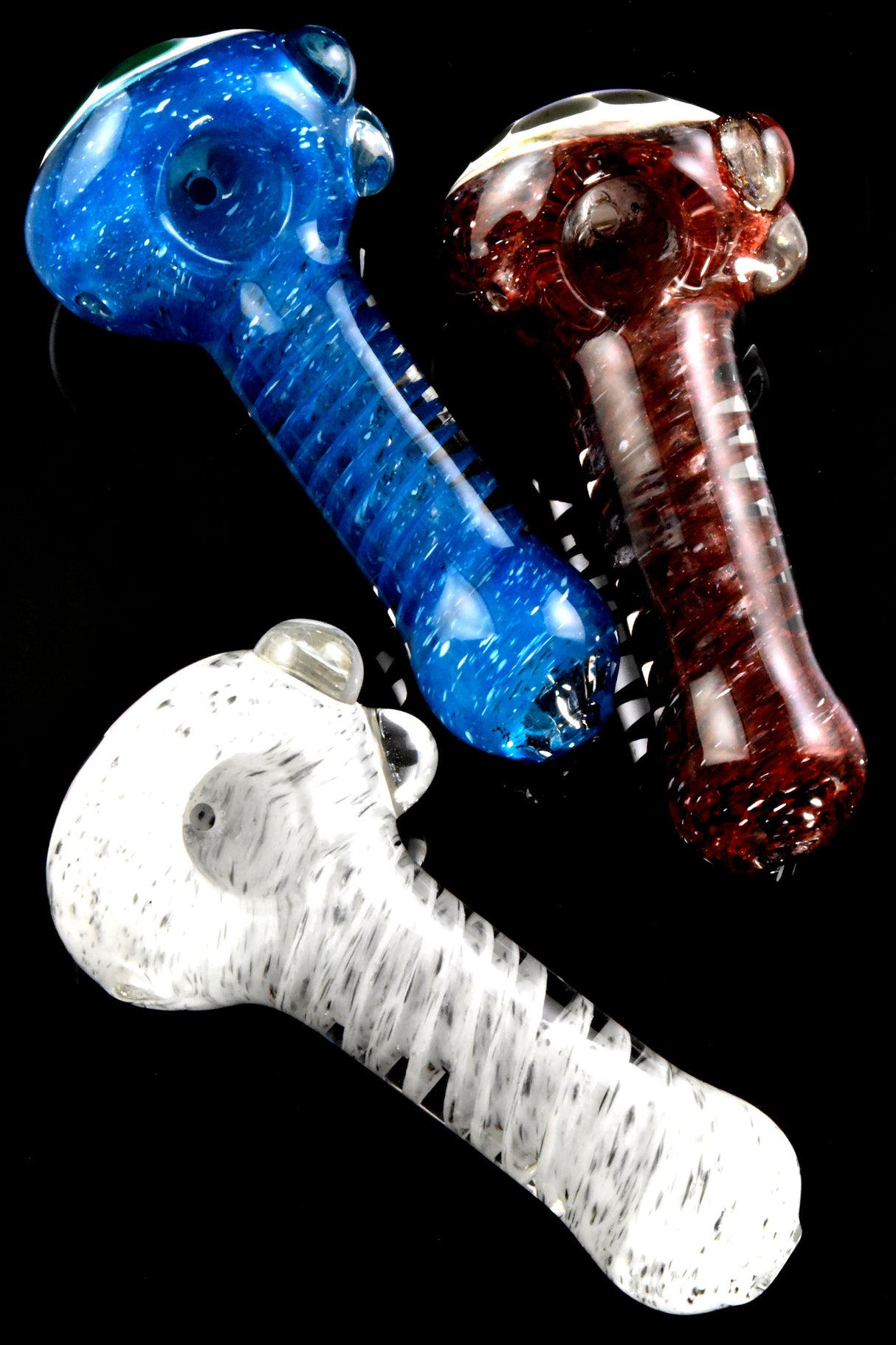 4.5" Spiral Frit Glass Slime Bubble Bowl Pipe - P3032