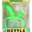 Slime green Ooze Kettle silicone glass water pipe boxed with accessories, silicone frame around glass chamber.