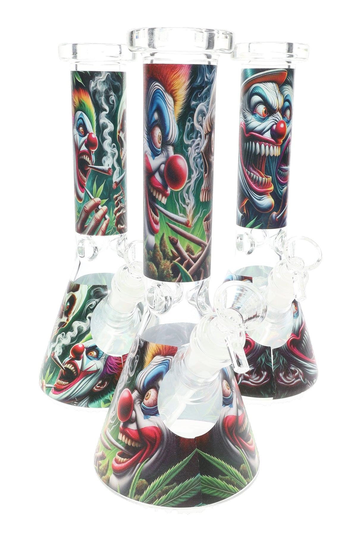 10" Glow in the Dark Clown Decal GoG Beaker Water Pipe - WP3165