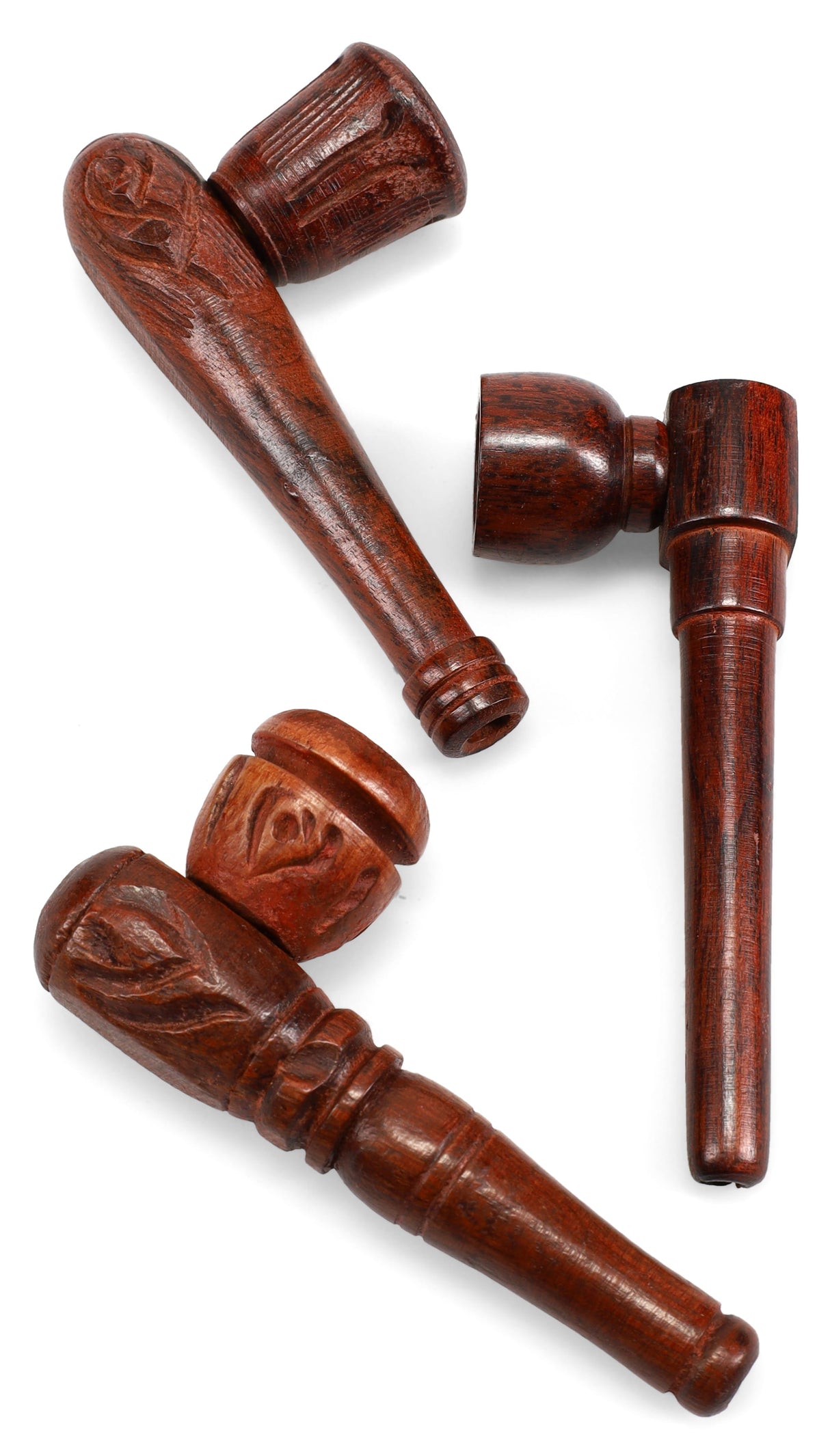 (Mix) 3" Small Carved Wood Pipe - W0211