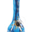 Bright blue marbled 6″ ceramic beaker bong with gold accents, narrow neck, and stable beaker base.