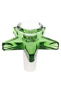 Green star glass bong bowl with 14.5 mm male ground joint; thick glass and pointed star wings provide extra grip and stability.