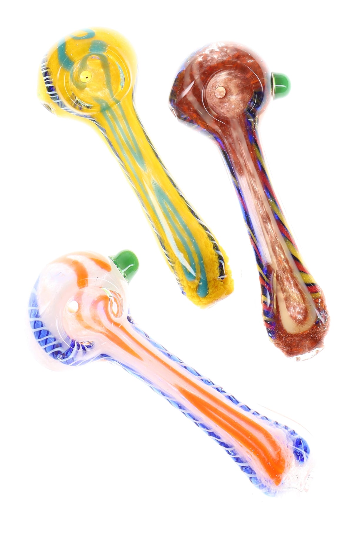 4" Colorful Squiggle Striped Frit Glass Pipe - P3076