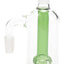 Green-perc 90° glass ash catcher with 14.5 mm male input and 14.5 mm female top joint on a white background.
