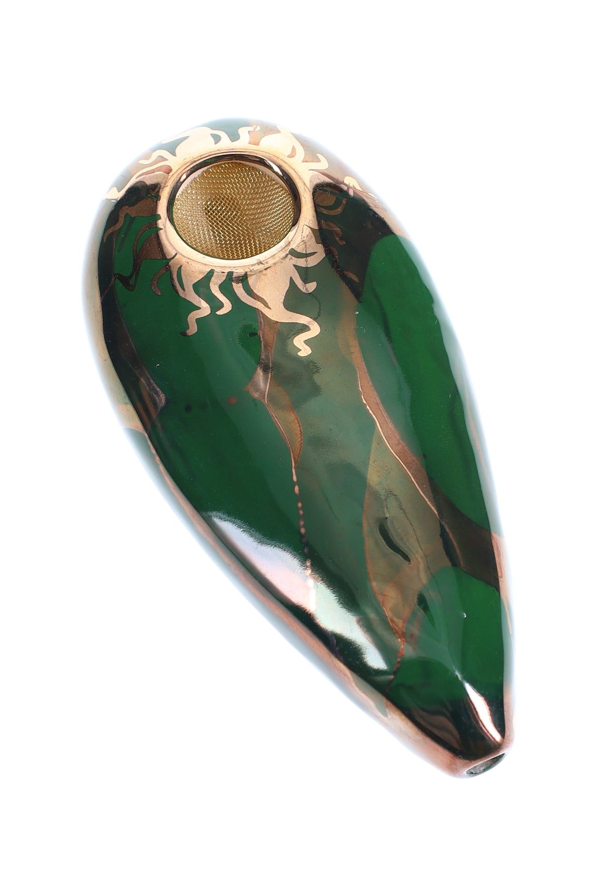 (US Made) 4" Oval Ceramic Hand Pipe – P3162