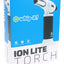 Ion Lite torch white body with black grip on box; sleek handheld dab torch emphasizing grip sleeve and nozzle.