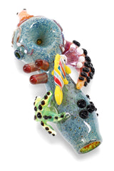 5.5" Octopus Sea Silver Fumed Frit Glass Pipe - P3049