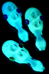 4.5" Glow in the Dark Frit Glass Double Bowl Pipe - P3020