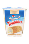 Hostess Twinkies scented candle, golden yellow wax 3-oz tumbler, label featuring classic cream-filled snack cake