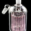 Pink tree-perc glass ash catcher with 11 arms, 14.5 mm male-to-female 45° joints, reflective studio lighting.