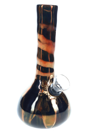 Black-and-bronze glaze 5″ ceramic water pipe showing flared base and standard pull-stem connection.