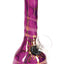 Orchid purple 6″ ceramic beaker bong showing textured neck, gold detailing, and rounded beaker bottom.