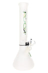 Frosted ROOR 14″ beaker bong with 45 mm tube, 5 mm glass, ice pinch, 18.8 mm female joint using a 14.5 mm bowl, camo ROOR decal, wide beaker base.