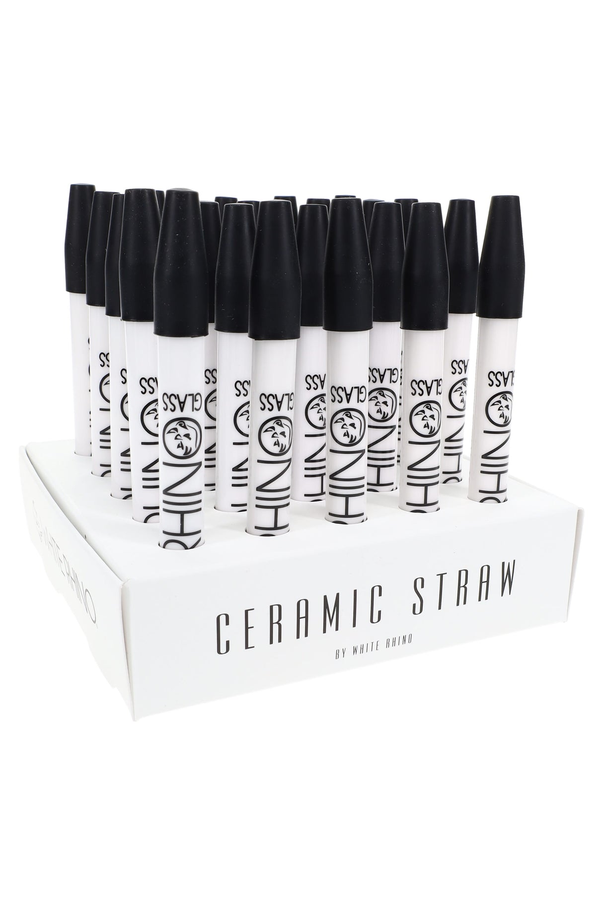 White Rhino Ceramic Dab Straw with Silicone Cap - P3209