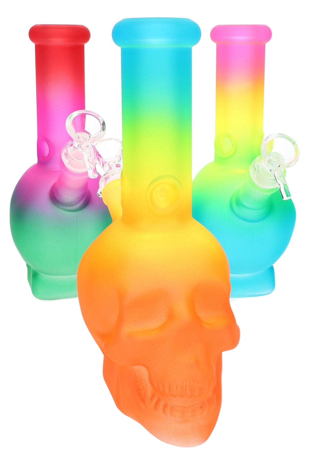 8.5" Multicolor Frosted GoG Skull Water Pipe - WP3186