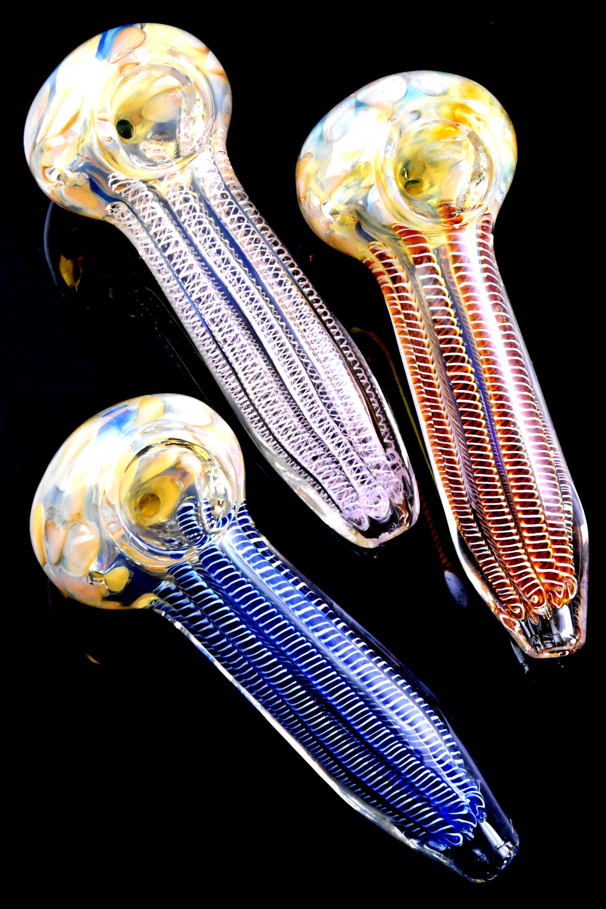 5" Thick Color Changing Colorful Striped Glass Pipe - P2610