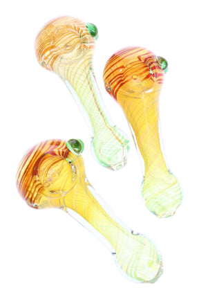 4″ color-changing multicolor spiral striped glass hand pipe with marble accent; compact spoon, 75 g, designed for smooth dry herb hits.