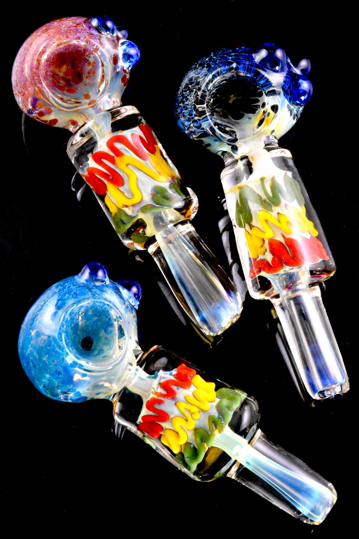 5" Color Changing Frit Rasta Striped Glass Pipe - P2776