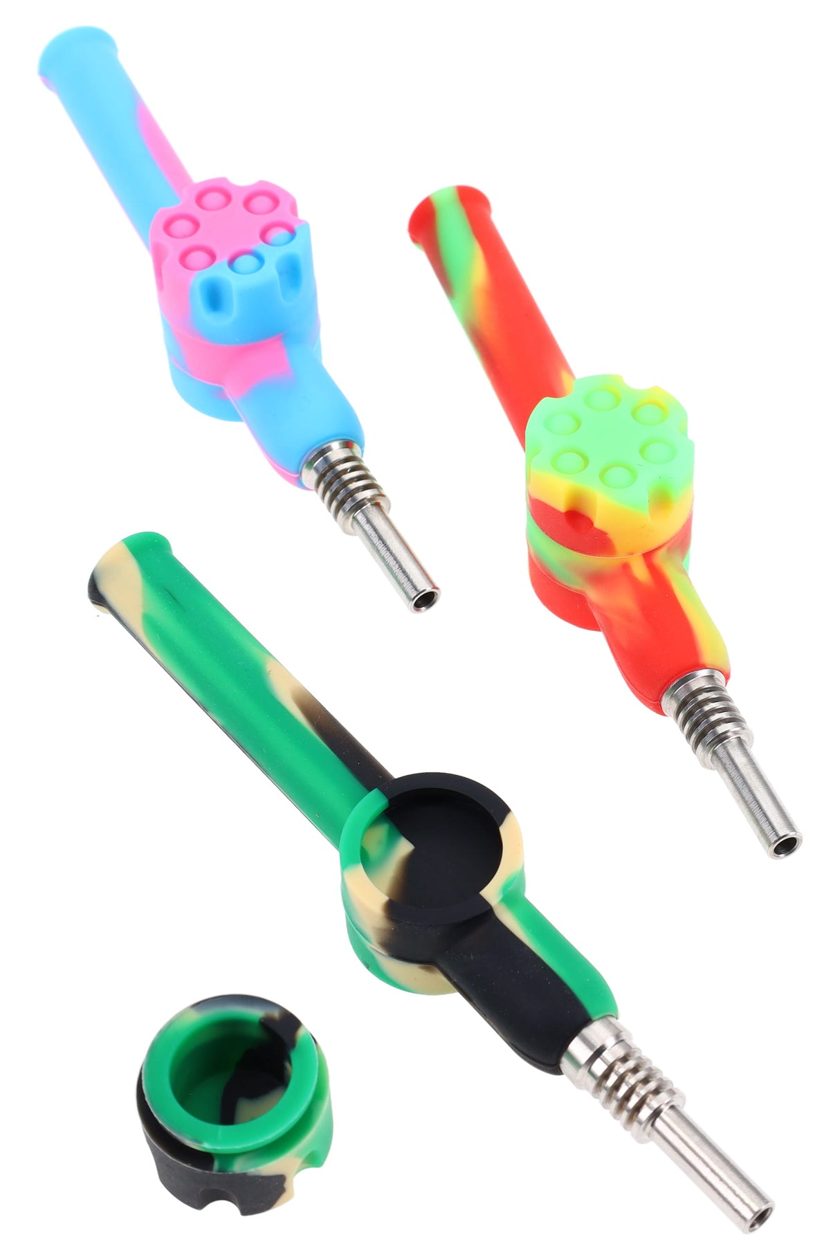 5" Multicolor Silicone Revolver Dab Straw - P3165