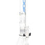 ROOR Tech clear 18″ beaker bong showing stemless intake, multi-perc stack, ice catcher, flared lip, 5 mm glass, blue ROOR Tech decal and sturdy base.