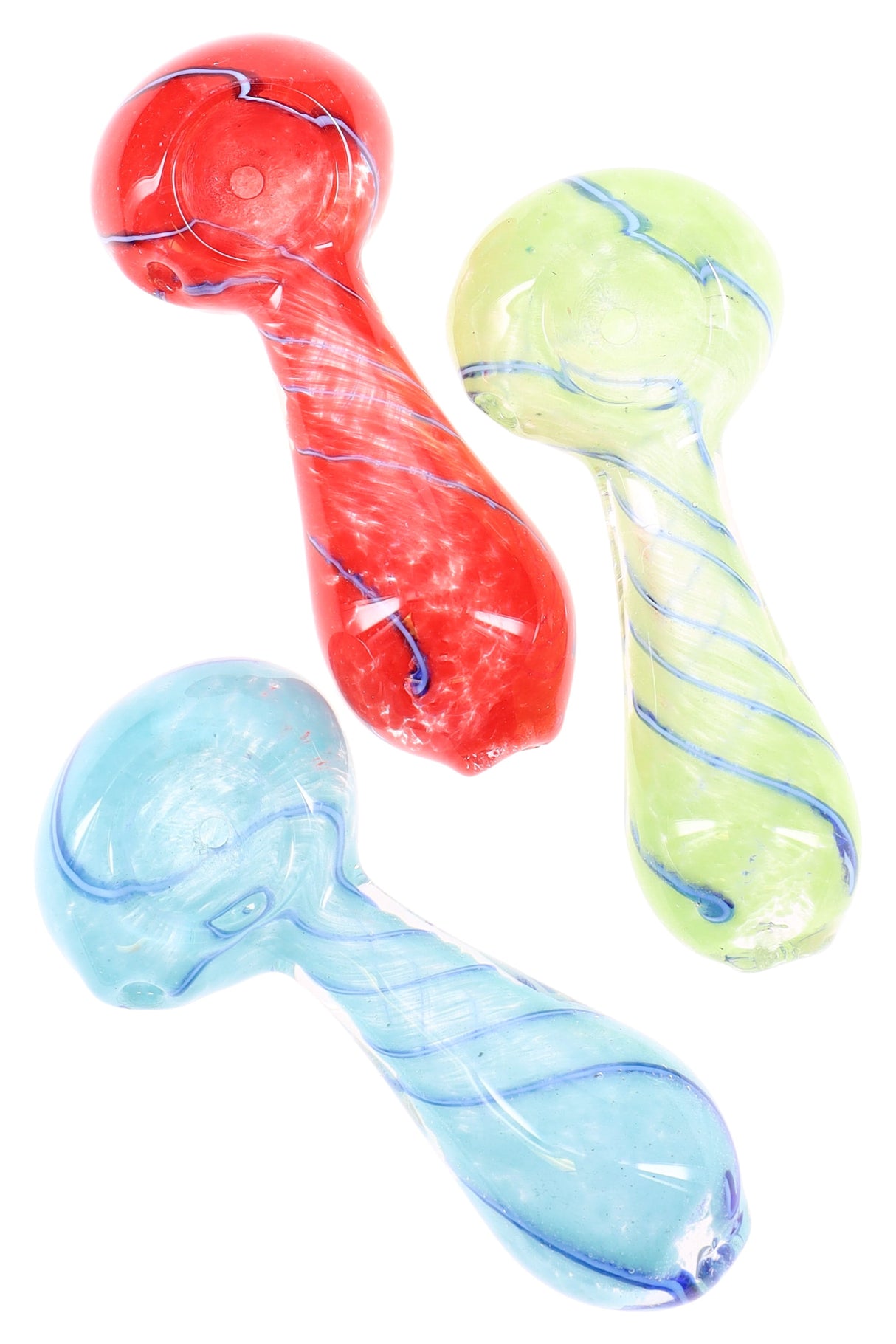 3.5" Small Spiral Striped Frit Glass Pipe - P1771