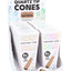 Alternate angle of natural-paper GRAV Short Kings quartz tip cones display; 16 packs, six cones per pack.