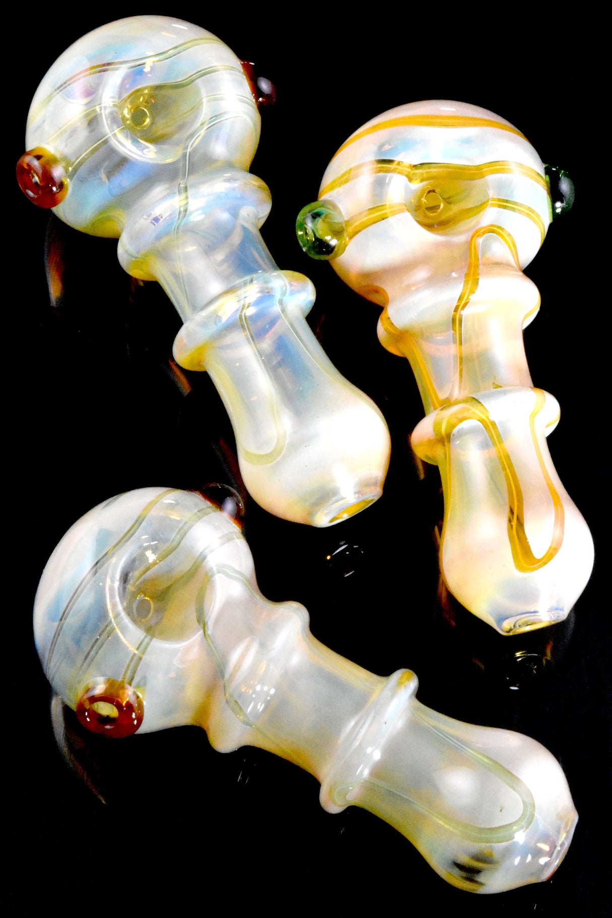 5" Silver Fumed Color Changing Striped Glass Pipe - P2797