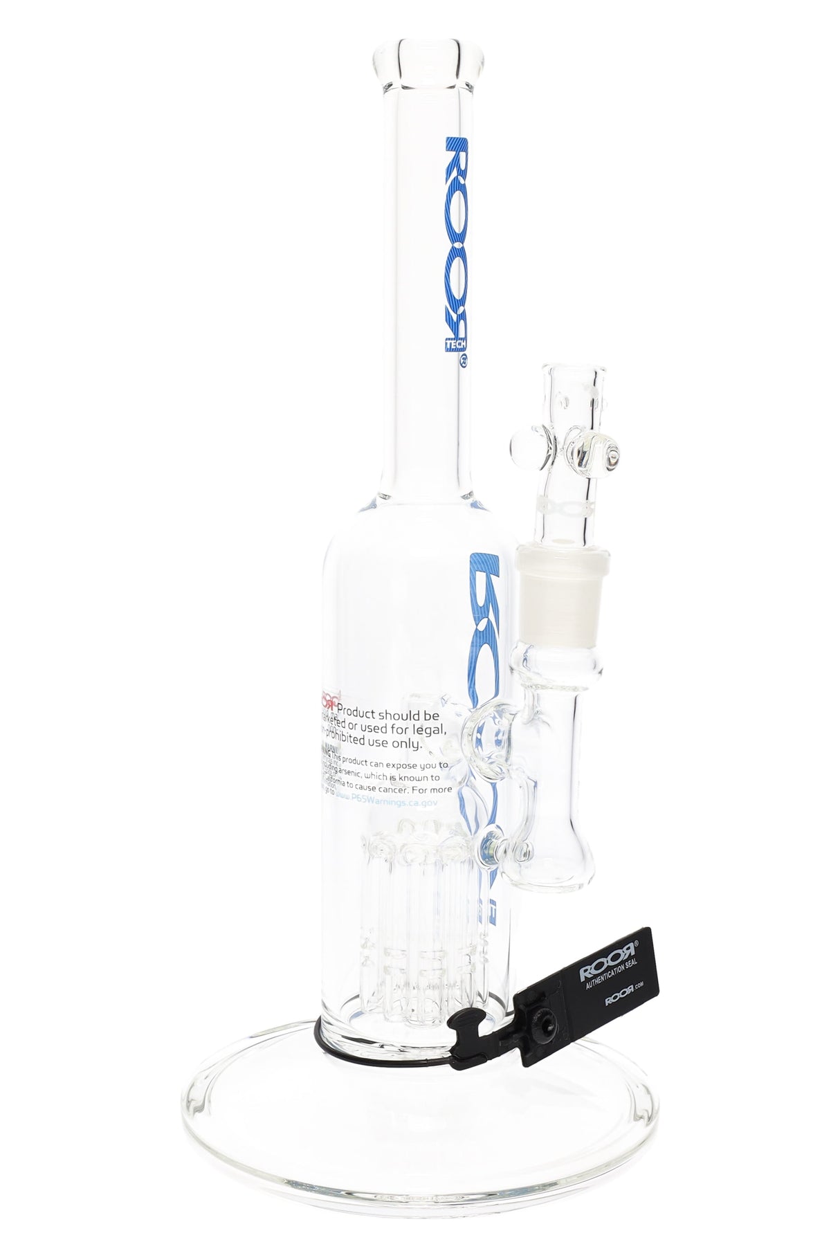 RooR Tech 12" Clear Glass on Glass Bubbler Water Pipe with Ten Arm Tree Perc - B1282