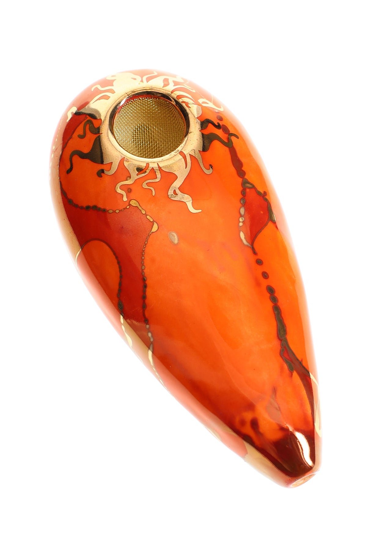 (US Made) 4" Oval Ceramic Hand Pipe – P3162