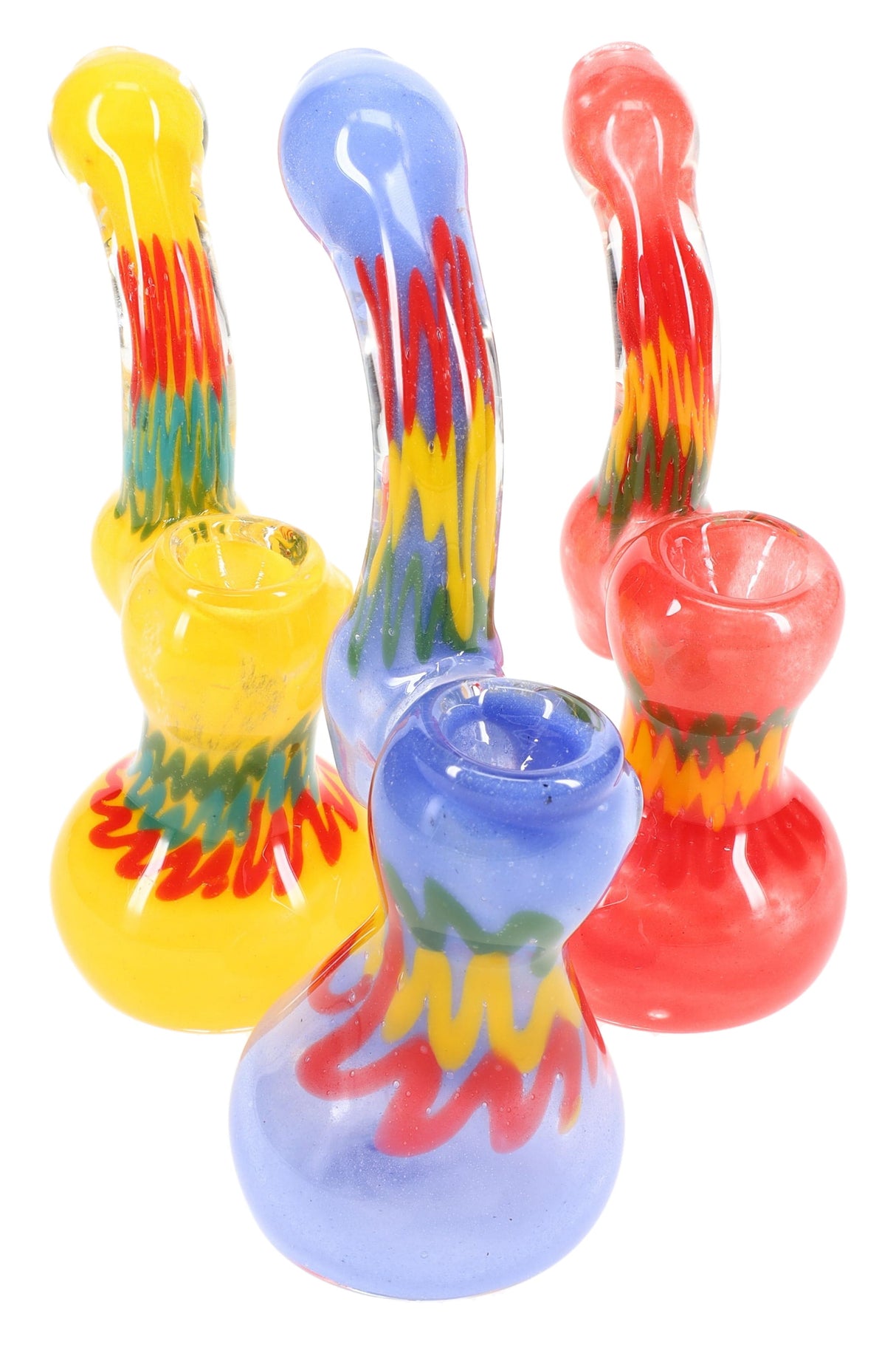6" Colorful Frit Rasta Squiggle Sherlock Bubbler - B0986
