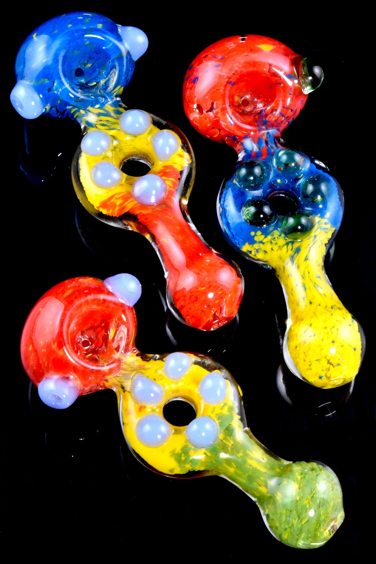 5" Thick Rasta Frit Donut Hole Glass Pipe - P2294