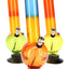 10-inch acrylic bong with soccer-ball base, orange-to-blue tube, metal bowl and black suction base for stable dry-herb hits.