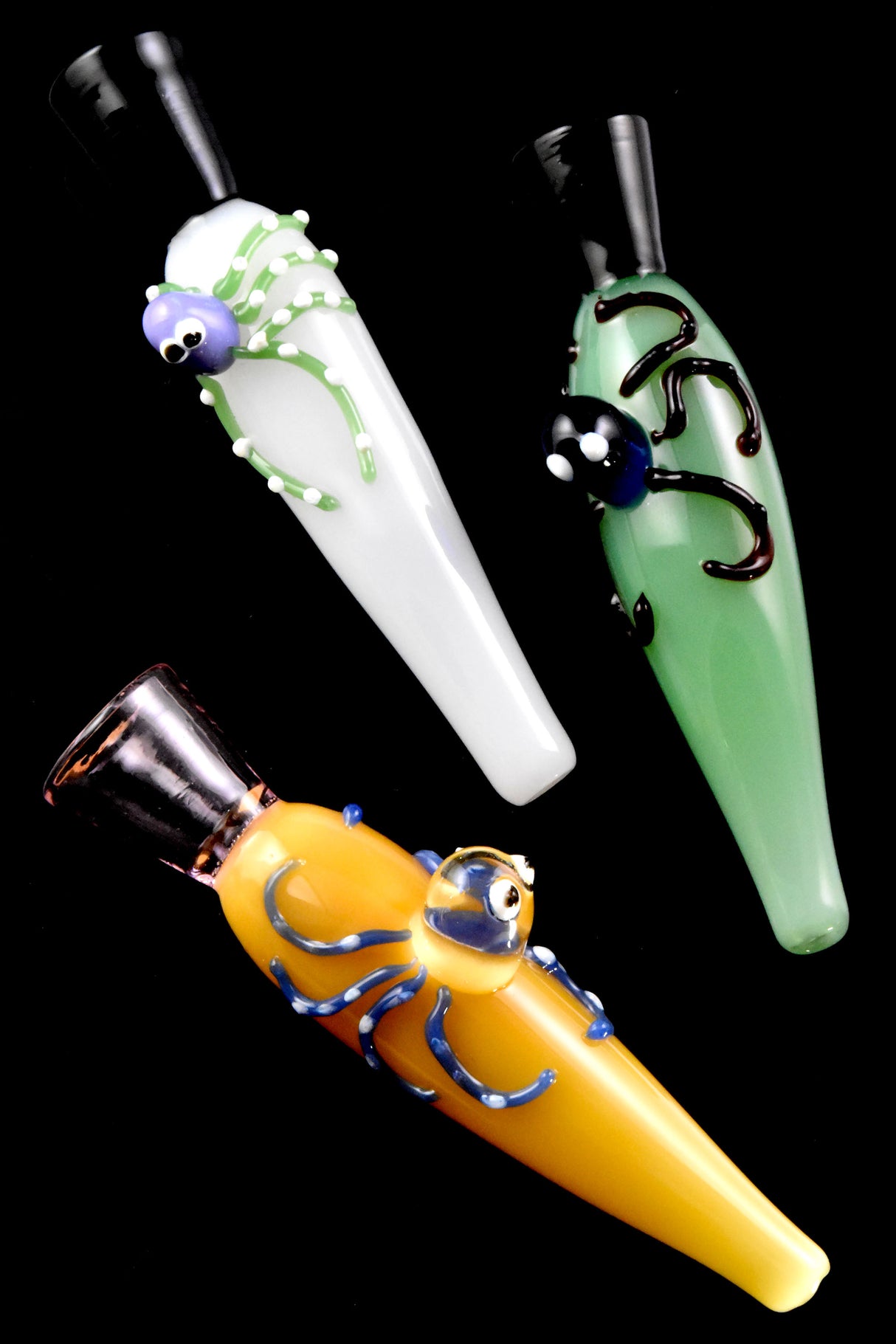 4" Colored Glass Octopus Chillum - C0362