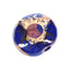 2-inch round ceramic smoke stone hand pipe in royal blue with 22-karat gold sun emblem.