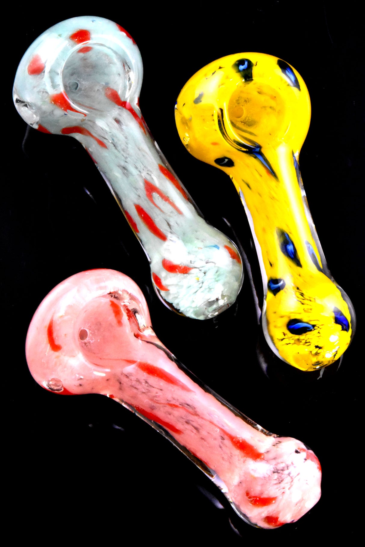 3" Small Colorful Dotted Frit Glass Pipe - P2742