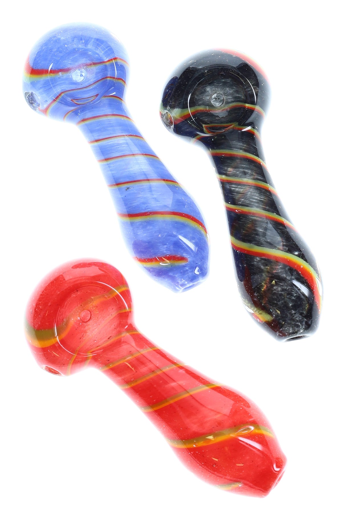 3.5" Rasta Swirl Striped Frit Glass Pipe - P3131