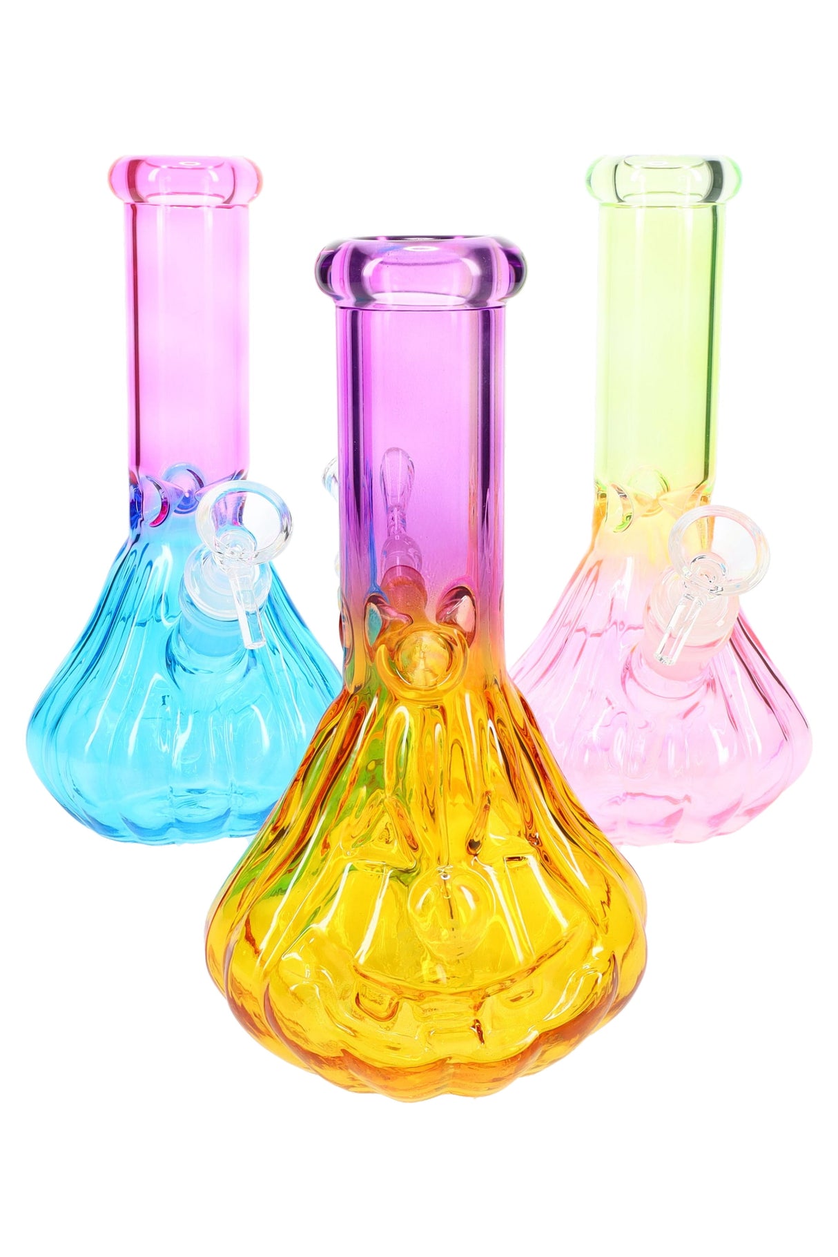 8.5" Colorful Glass Pumpkin Face Beaker Water Pipe - WP3188