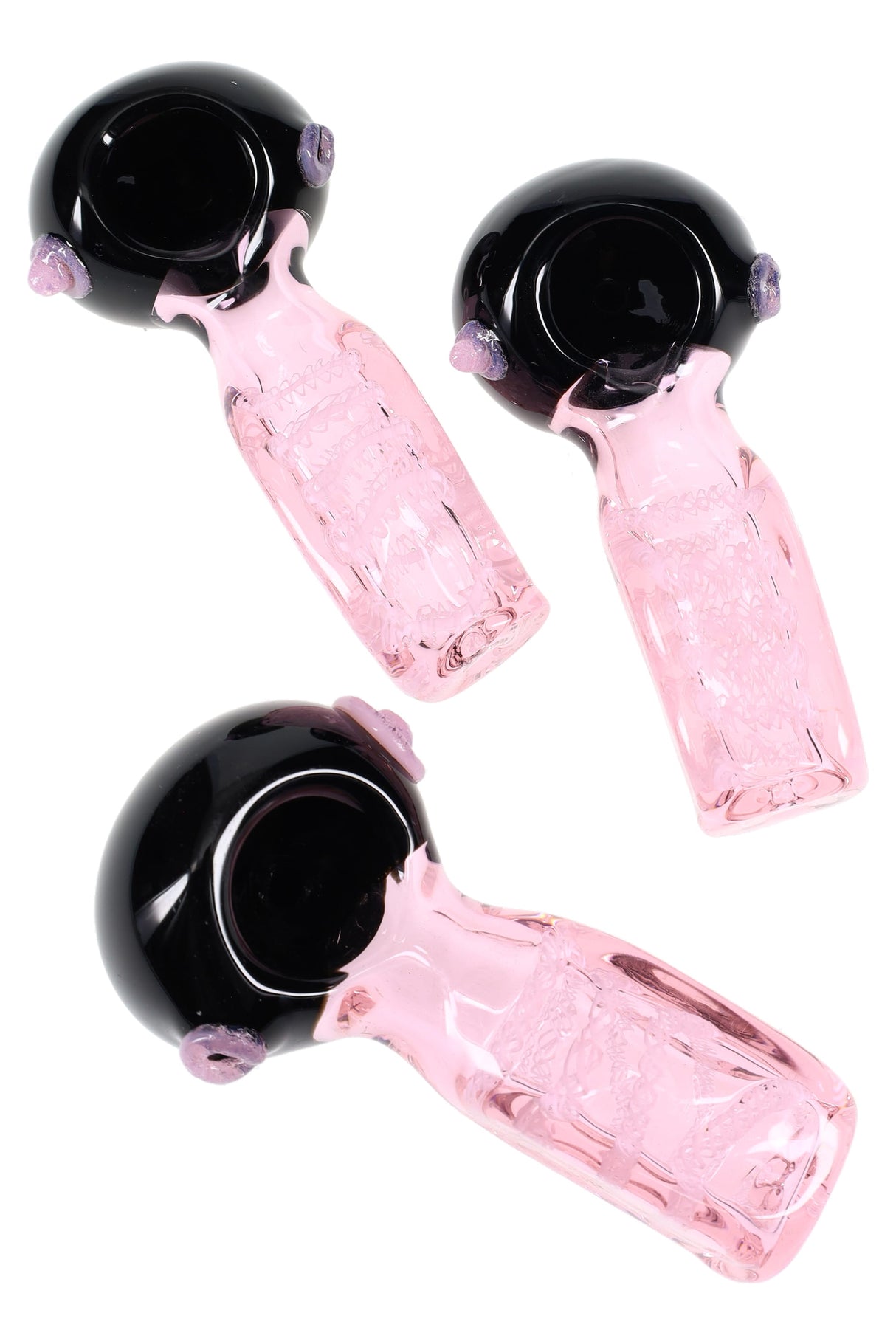 4" Striped Square Pink Colored Glass Pipe - P3172