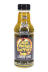 High Voltage Detox drink 16 oz bottle, Lemon Lime flavor; yellow label with “Lasts up to 7 hours” packaging note.