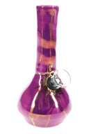 Orchid purple 5″ ceramic mini water pipe featuring gold patterning and rounded base.